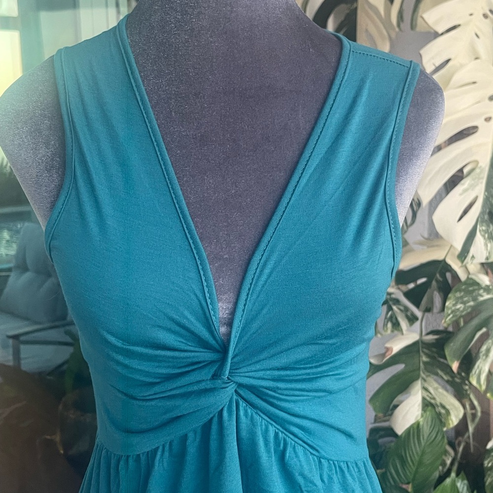 New SHEIN Teal Knot-Front Sleeveless Midi Dress